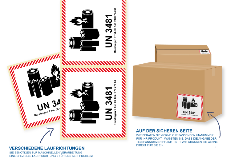 Batteriewarnung bedruckte Etiketten