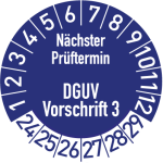 Nächster Prüftermin - DGUV Vorschrift 3 - Standard PP-Folie