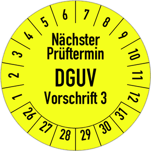 Prüfplakette Nächster Prüftermin DGUV V3