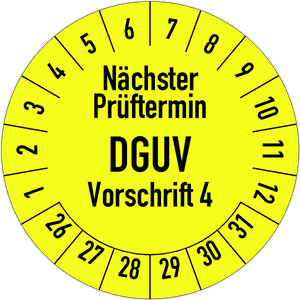Prüfplakette Nächster Prüftermin DGUV V4