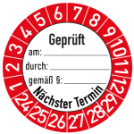 Prüfplakette geprüft am - durch - nächster Termin - Standard PP-Folie