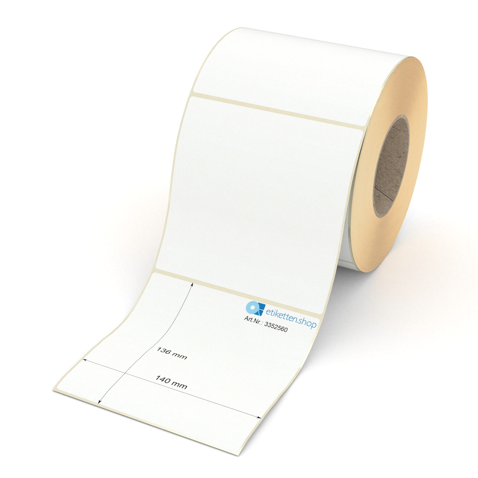 Etikett 46 x 42 mm - Thermopapier weiß leicht ablösbar Etikett 46 x 42 mm - Thermopapier weiß leicht ablösbar