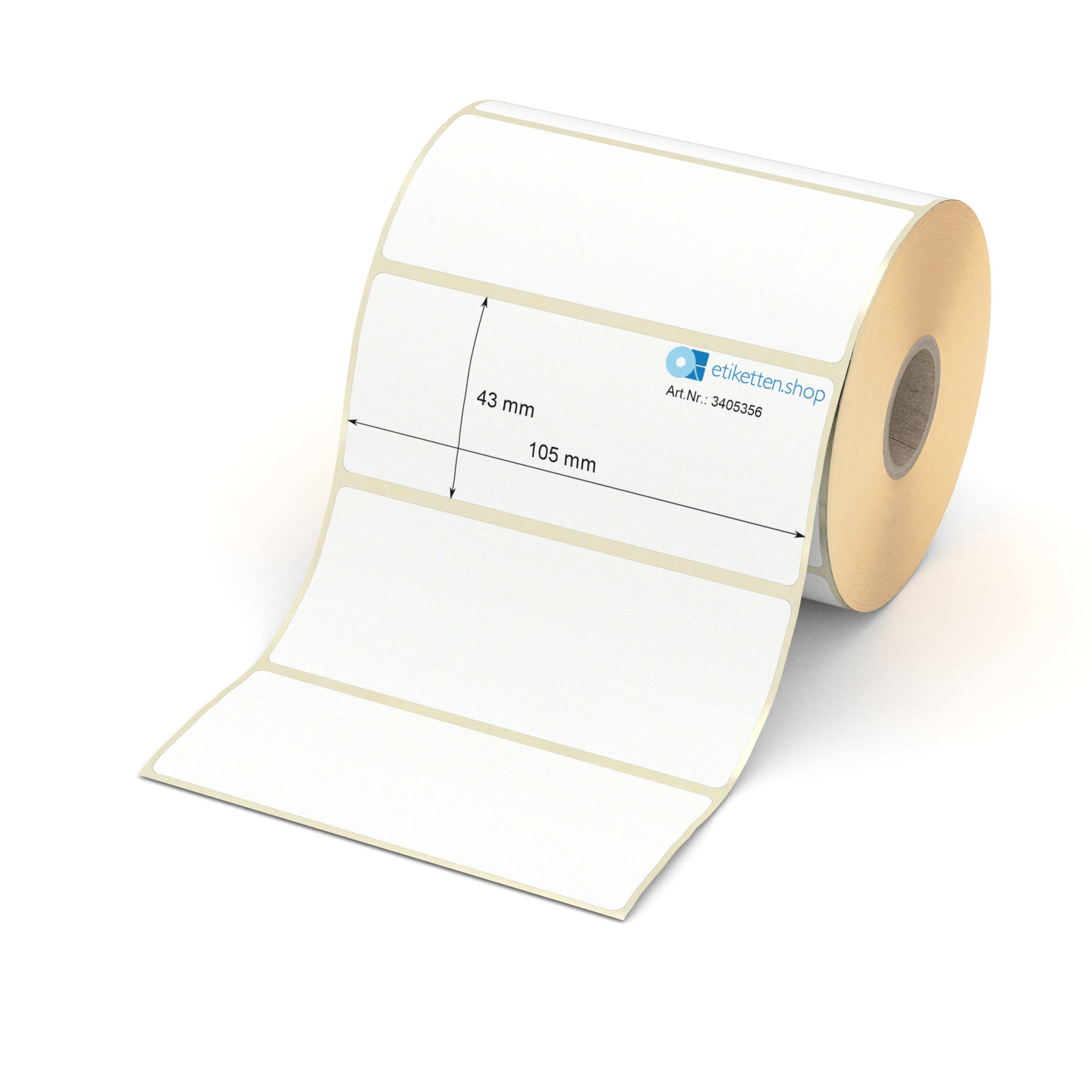 Etikett 105 x 209 mm - Thermopapier weiß permanent