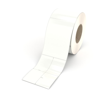 Etikett 105 x 148 mm - PE-Folie weiß permanent - 750 Etiketten pro Rolle - 76 mm Hülse 