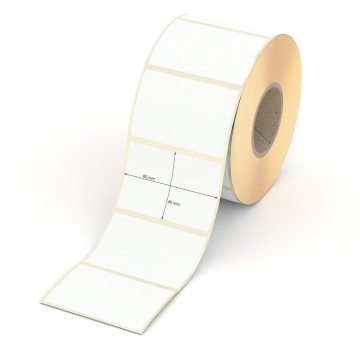 Etikett 60 x 40 mm - Transferpapier weiß leicht ablösbar - 1000 Etiketten pro Rolle - 40 mm Hülse 