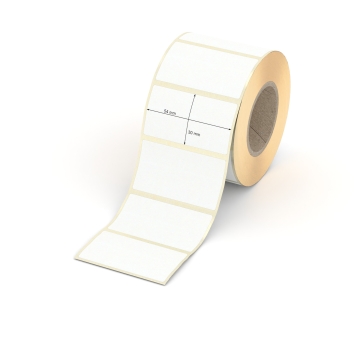 Etikett 54 x 30 mm - Transferpapier weiß permanent - 750 Etiketten pro Rolle - 40 mm Hülse 