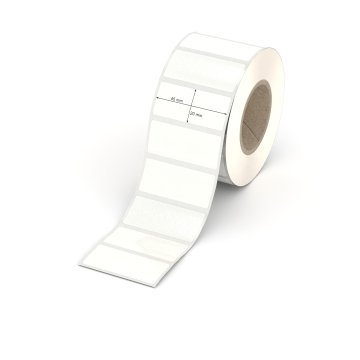 Etikett 45 x 20 mm - PE-Folie weiß permanent - 1000 Etiketten pro Rolle - 40 mm Hülse 