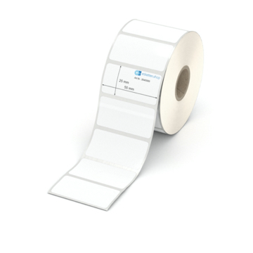 Etikett 50 x 25 mm - Polyester weiß permanent - 1400 Etiketten pro Rolle - 25 mm Hülse 