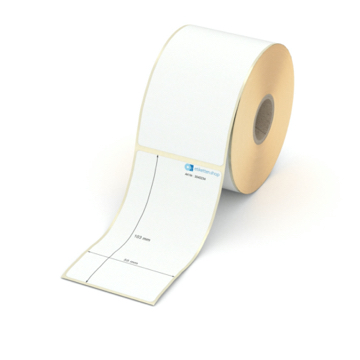 Etikett 55 x 103 mm - Transferpapier weiß leicht ablösbar - 350 Etiketten pro Rolle - 25 mm Hülse 