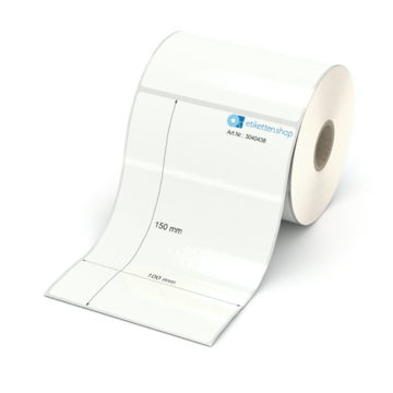 Etikett 100 x 150 mm - PE-Folie weiß permanent - 250 Etiketten pro Rolle - 25 mm Hülse 