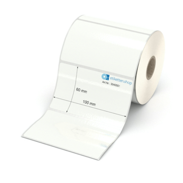 Etikett 100 x 60 mm - PE-Folie weiß permanent - 600 Etiketten pro Rolle - 25 mm Hülse 