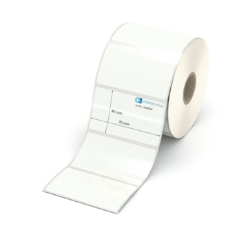 Etikett 70 x 40 mm - PE-Folie weiß permanent - 900 Etiketten pro Rolle - 25 mm Hülse 