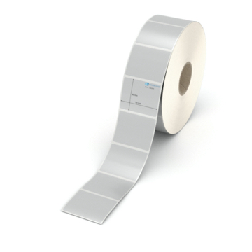 Etikett 50 x 40 mm - Polyester silbern permanent - 2700 Etiketten pro Rolle - 40 mm Hülse 