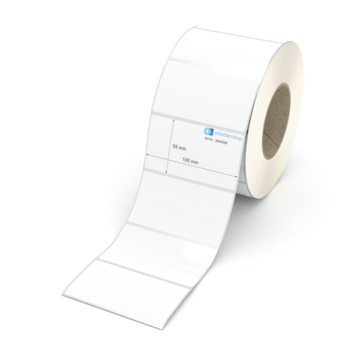 Etikett 100 x 55 mm - Polyester weiß permanent - 2000 Etiketten pro Rolle - 76 mm Hülse 