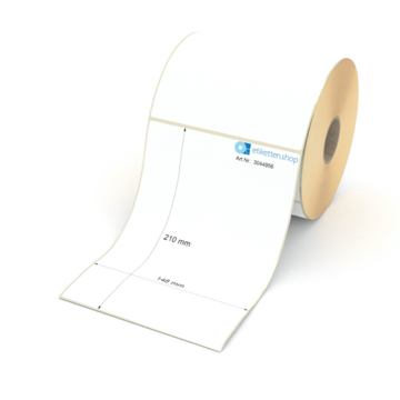Etikett 148 x 210 mm - Thermopapier weiß leicht ablösbar - 500 Etiketten pro Rolle - 40 mm Hülse 