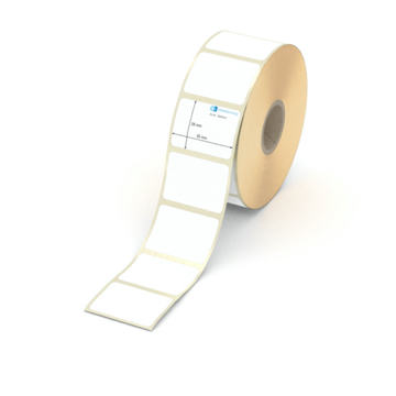 Etikett 35 x 26 mm - Thermopapier weiß permanent - 1300 Etiketten pro Rolle - 25 mm Hülse 