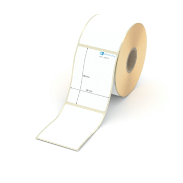 Etikett 49 x 66 mm - Thermopapier weiß permanent - 500 Etiketten pro Rolle - 25 mm Hülse 