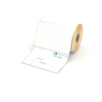 Etikett 120 x 80 mm - Thermopapier weiß leicht ablösbar - 450 Etiketten pro Rolle - 25 mm Hülse 