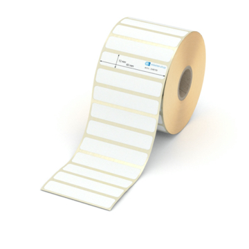 Etikett 60 x 12 mm - Transferpapier weiß permanent - 2600 Etiketten pro Rolle - 25 mm Hülse 