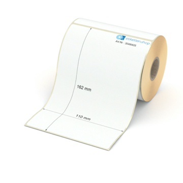 Etikett 110 x 162 mm - Transferpapier weiß permanent - 200 Etiketten pro Rolle - 25 mm Hülse 
