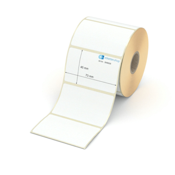 Etikett 73 x 45 mm - Transferpapier weiß leicht ablösbar - 800 Etiketten pro Rolle - 25 mm Hülse 