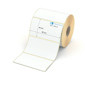 Etikett 89 x 48 mm - Transferpapier weiß leicht ablösbar - 700 Etiketten pro Rolle - 25 mm Hülse 