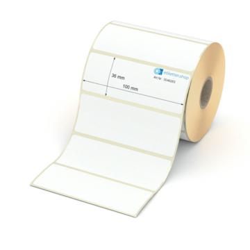 Etikett 100 x 36 mm - Transferpapier weiß leicht ablösbar - 1000 Etiketten pro Rolle - 25 mm Hülse 