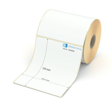 Etikett 102 x 125 mm - Transferpapier weiß leicht ablösbar - 300 Etiketten pro Rolle - 25 mm Hülse 