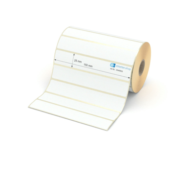 Etikett 150 x 25 mm - Transferpapier weiß leicht ablösbar - 1400 Etiketten pro Rolle - 25 mm Hülse 