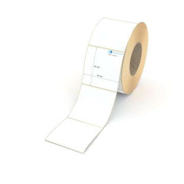 Etikett 85 x 85 mm - Thermopapier weiß permanent - 1300 Etiketten pro Rolle - 76 mm Hülse 