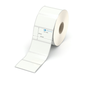 Etikett 50 x 30 mm - PE-Folie weiß permanent - 1100 Etiketten pro Rolle - 25 mm Hülse 
