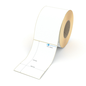 Etikett 108 x 175 mm - Thermopapier weiß permanent - 600 Etiketten pro Rolle - 76 mm Hülse 