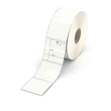 Etikett 40 x 40 mm - PE-Folie weiß permanent - 900 Etiketten pro Rolle - 25 mm Hülse 