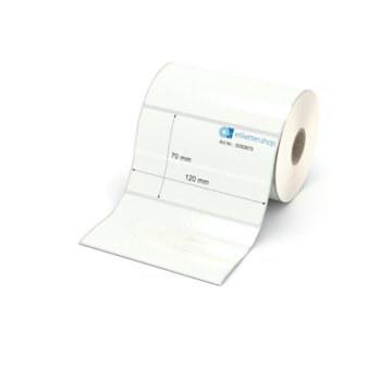 Etikett 120 x 70 mm - PE-Folie weiß permanent - 500 Etiketten pro Rolle - 25 mm Hülse 