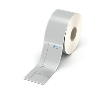 Etikett 40 x 100 mm - Polyester silbern permanent - 350 Etiketten pro Rolle - 25 mm Hülse 