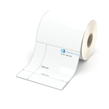 Etikett 100 x 100 mm - Polyester weiß permanent - 350 Etiketten pro Rolle - 25 mm Hülse 