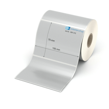 Etikett 100 x 75 mm - Polyester silbern permanent - 500 Etiketten pro Rolle - 25 mm Hülse 