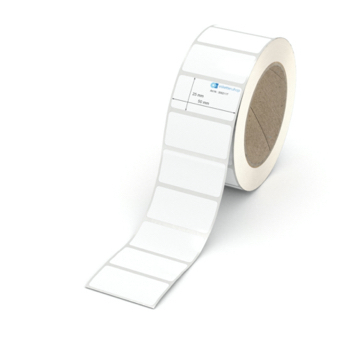 Etikett 50 x 25 mm - Polyester weiß permanent - 1400 Etiketten pro Rolle - 76 mm Hülse 