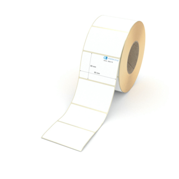 Etikett 90 x 60 mm - Thermopapier weiß permanent - 1900 Etiketten pro Rolle - 76 mm Hülse 