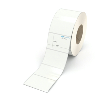 Etikett 90 x 60 mm - PE-Folie weiß permanent - 1900 Etiketten pro Rolle - 76 mm Hülse 
