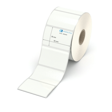 Etikett 55 x 35 mm - PE-Folie weiß permanent - 1000 Etiketten pro Rolle - 25 mm Hülse 