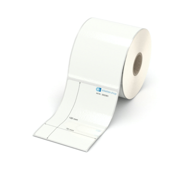 Etikett 70 x 100 mm - PE-Folie weiß permanent - 350 Etiketten pro Rolle - 25 mm Hülse 