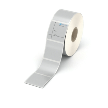 Etikett 35 x 35 mm - Polyester silbern permanent - 1000 Etiketten pro Rolle - 25 mm Hülse 
