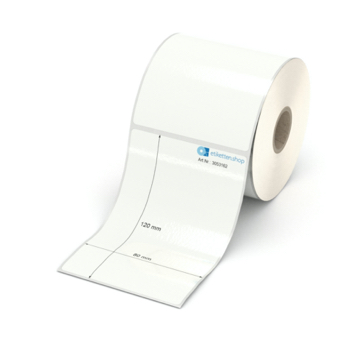 Etikett 80 x 120 mm - PE-Folie weiß permanent - 300 Etiketten pro Rolle - 25 mm Hülse 
