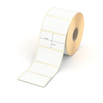 Etikett 55 x 30 mm - Transferpapier weiß permanent - 1200 Etiketten pro Rolle - 25 mm Hülse 