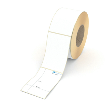 Etikett 80 x 120 mm - Thermopapier weiß permanent - 900 Etiketten pro Rolle - 76 mm Hülse 