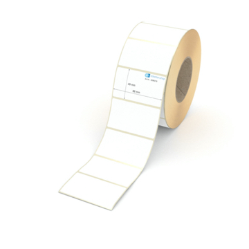 Etikett 86 x 49 mm - Thermopapier weiß permanent - 2300 Etiketten pro Rolle - 76 mm Hülse 