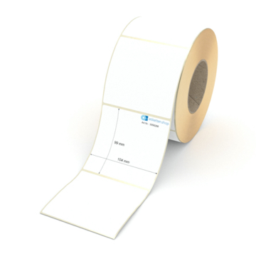 Etikett 104 x 99 mm - Thermopapier weiß permanent - 1100 Etiketten pro Rolle - 76 mm Hülse 