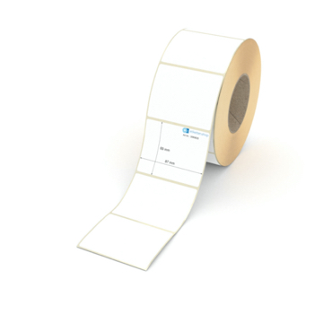 Etikett 87 x 69 mm - Thermopapier weiß leicht ablösbar - 1600 Etiketten pro Rolle - 76 mm Hülse 
