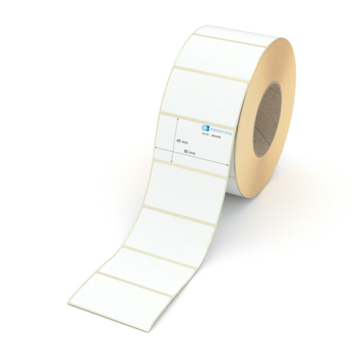 Etikett 80 x 45 mm - Transferpapier weiß permanent - 2500 Etiketten pro Rolle - 76 mm Hülse 